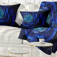 DesignArt fraktalno srebrno plavo u tamnom - cvjetni jastuk za bacanje - 12x20