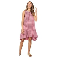 Ljetne haljine za žene mini seksi haljina A kroja bez rukava s točkicama s okruglim vratom ružičasta haljina za noćne izlaske