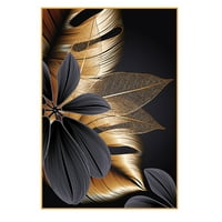 Moderni stil zlatno-crni listovi cvjetni uzorci umjetničko slikarstvo slika bez okvira